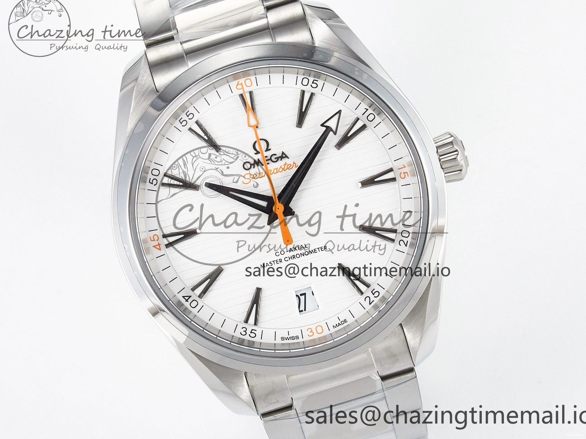 0302 ModernLook Aqua Terra 150M Master Chronometers VSF 1:1 Best Edition White Dial Orange Hand on SS Bracelet A8900 Super Clone 7650
